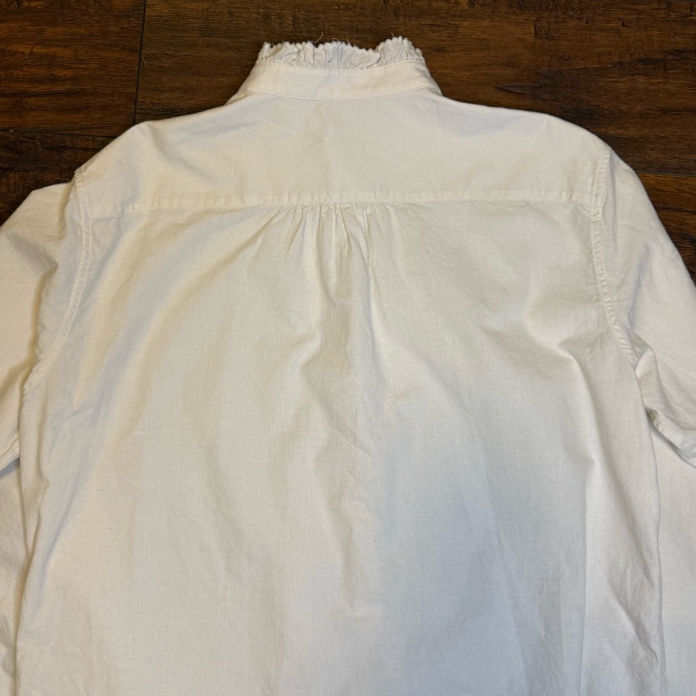 Ines de la Fressange x Uniqlo Ruffle Collar 100% Cotton Button-Up L French Chic - Picture 10 of 16